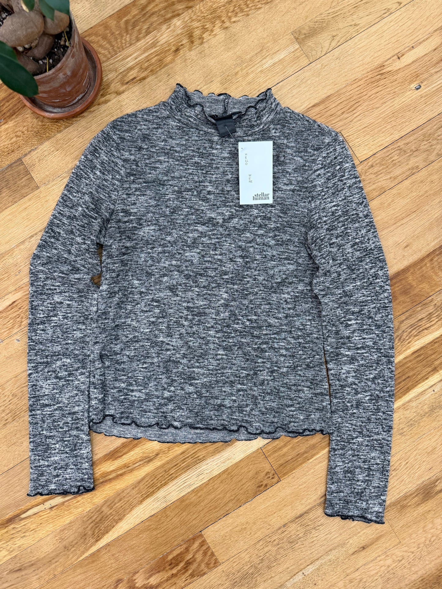 Y2K See You Monday Mock Neck Stretchy Top-Small