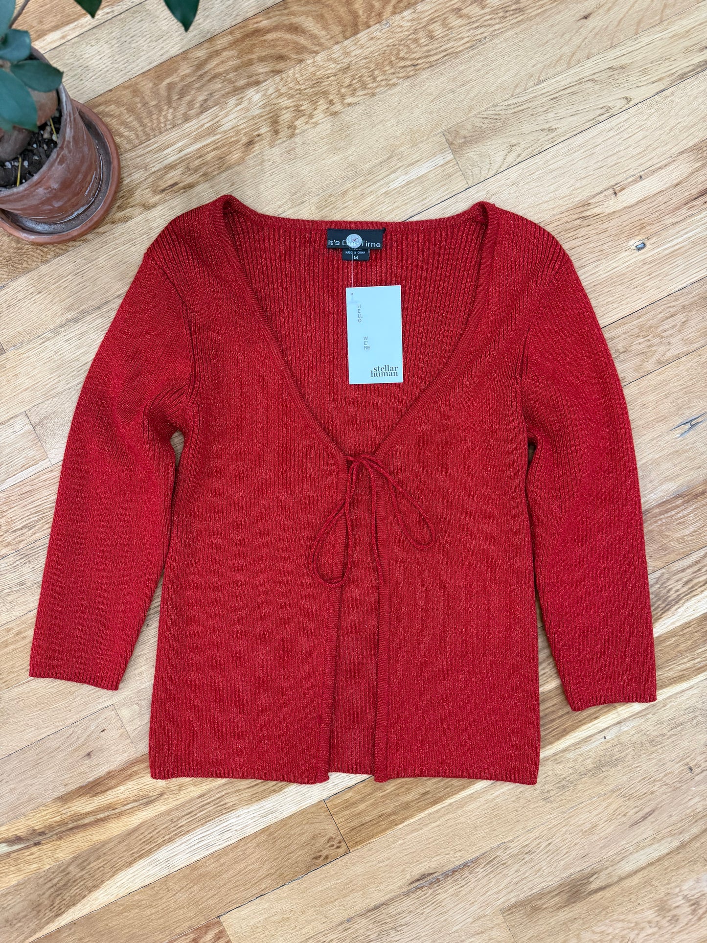 Y2K It’s Our Time Tie Front Cardigan-Medium