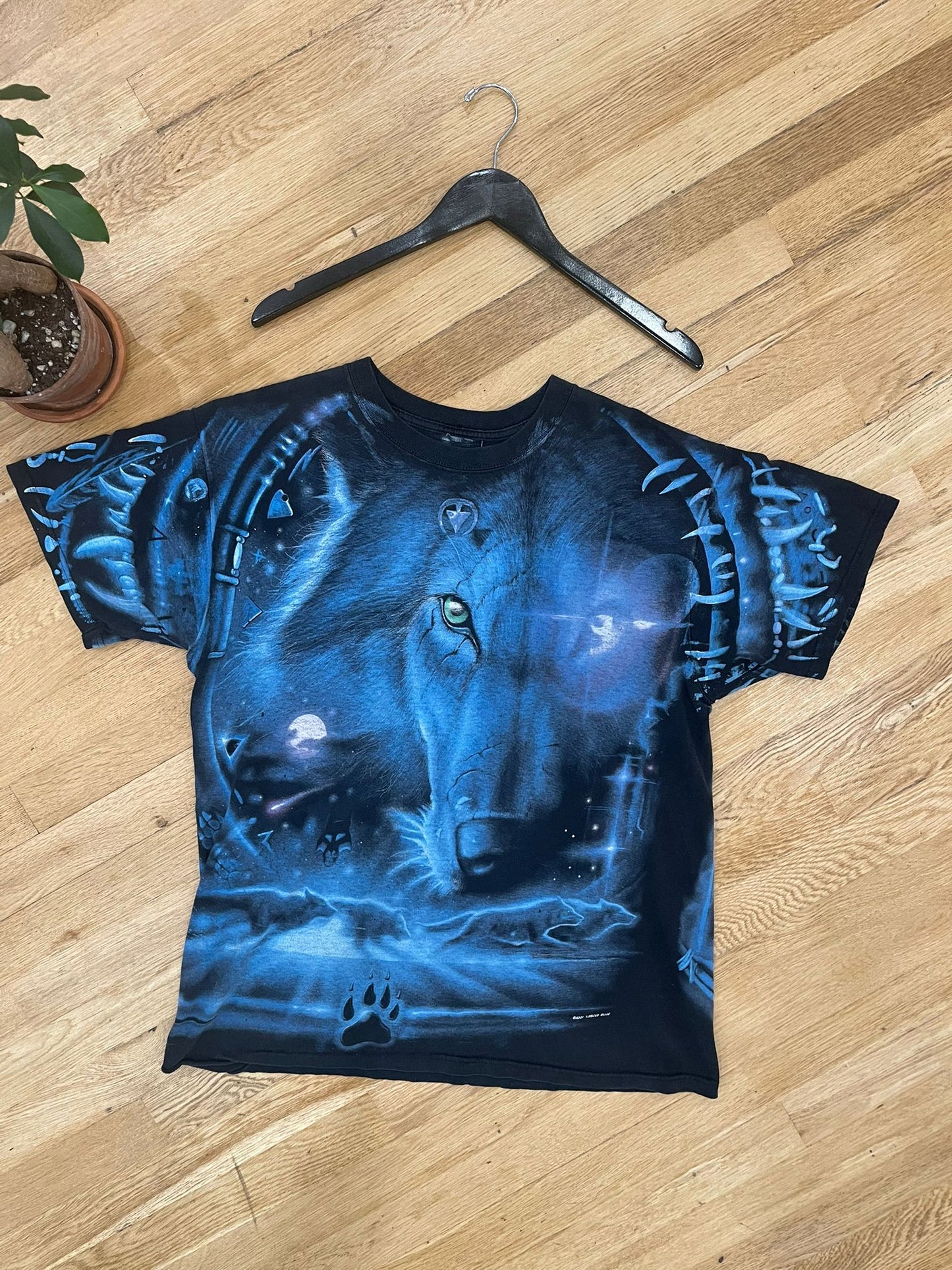 Y2K Liquid Blue AOP Wolf Tee