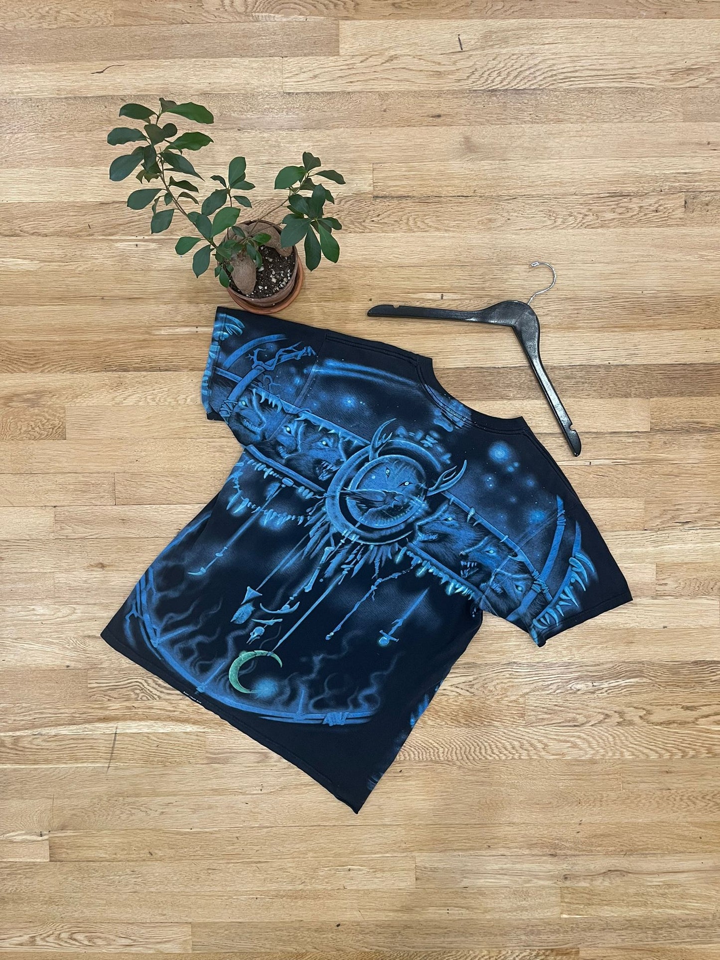 Y2K Liquid Blue AOP Wolf Tee