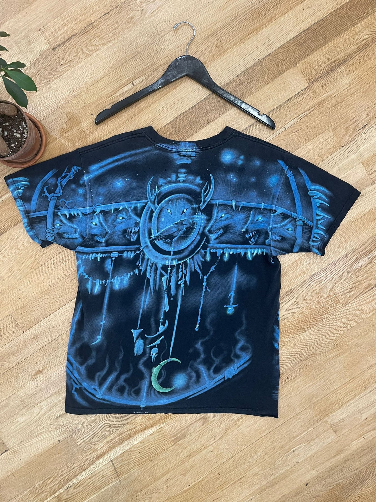 Y2K Liquid Blue AOP Wolf Tee
