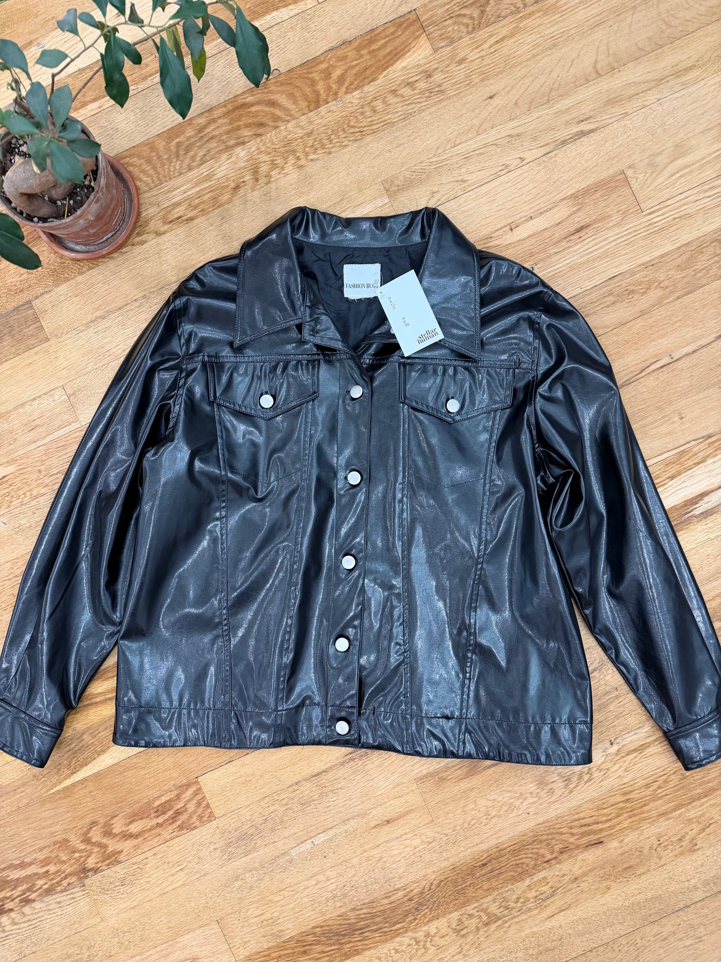 90’s Fashion Bug Faux Leather Jacket-XL