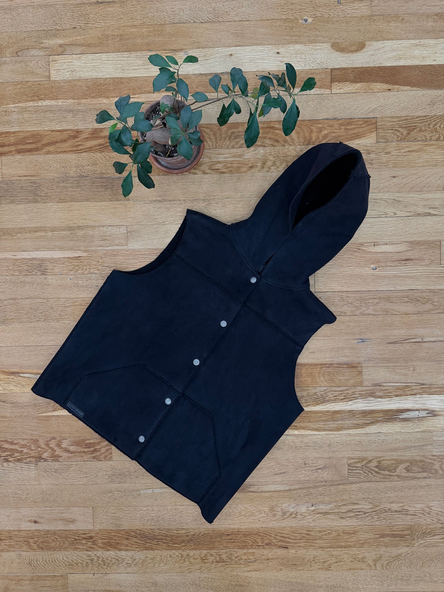90’s Lauren Faux Suede Hooded Vest-Large