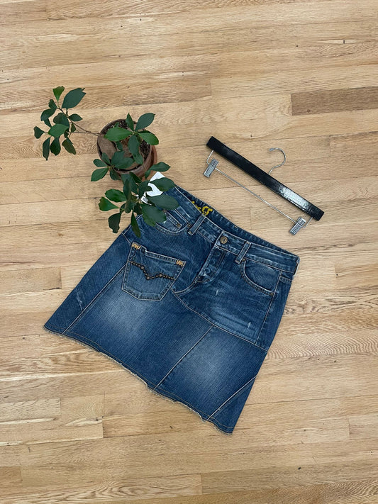 Y2K Replay Deconstructed Denim Skirt