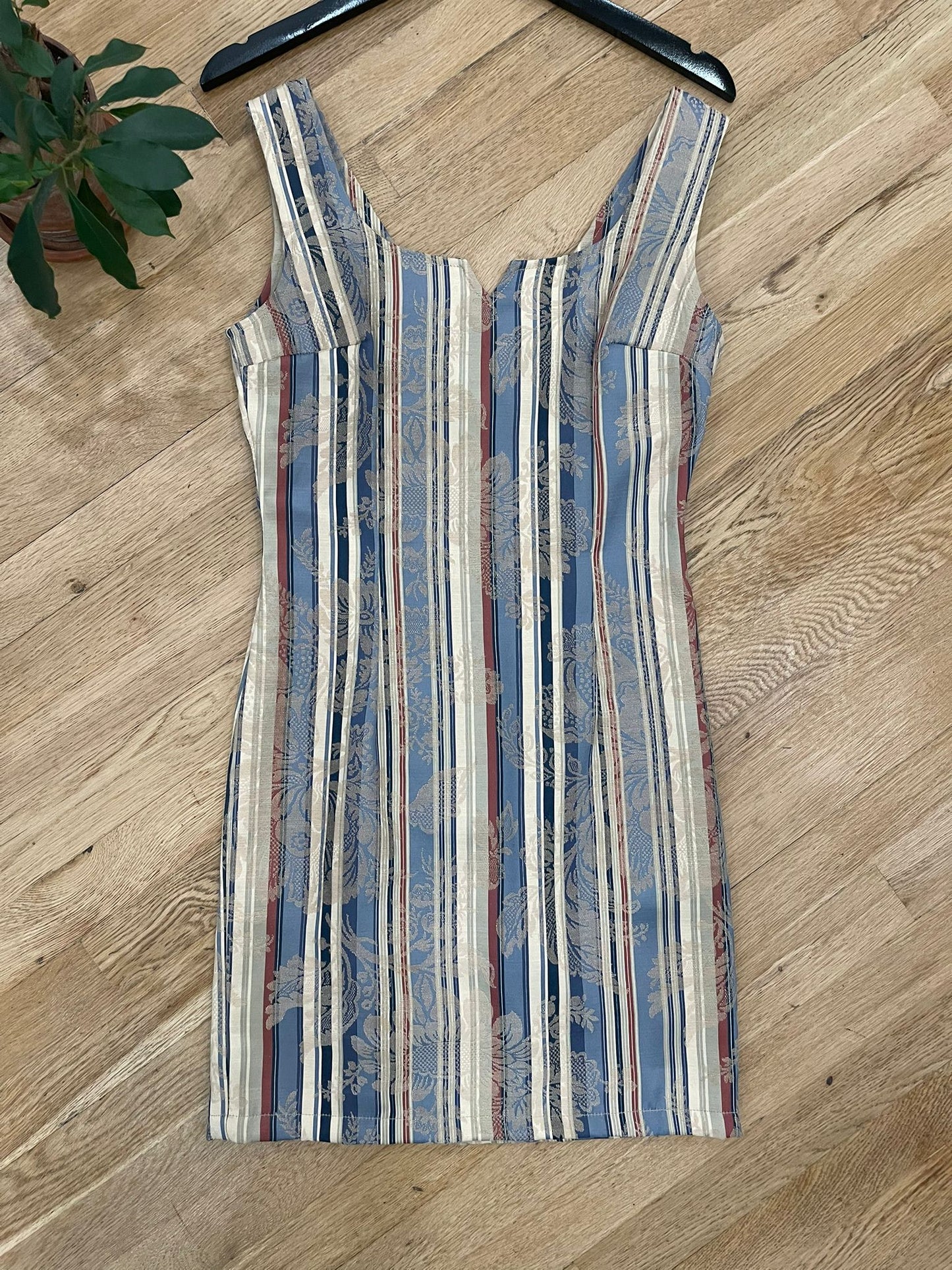 Paris Blue floral/stripe dress.